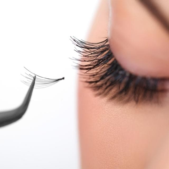 Close-up of long dark eyelashes